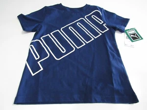 Puma Boys Youth Kids Blue White Logo Tshirts Nwt - Picture 1 of 6