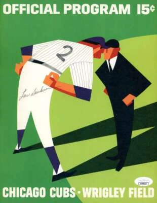 Lou Boudreau JSA Signed  1966 Chicago Cubs Program vs Dodgers Autograph - Image 1 of 2
