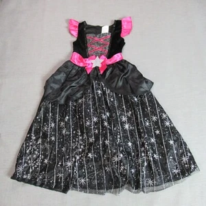 Girls Witch Costume M 7-8 Black Pink Ribbon Accent Silver Glitter Cottagecore - Picture 1 of 11