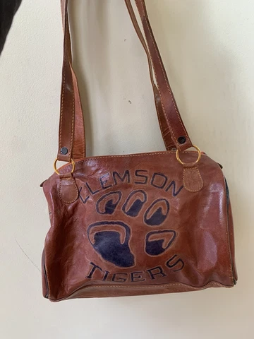 Clemson Tigers Tan Leather Purse Cover