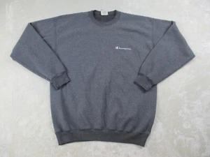 VINTAGE Champion Sweater Mens Large Gray Spell Out Pullover Crewneck Casual - Picture 1 of 9