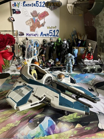 Hasbro Star Wars Obi-Wan Kenobi Jedi Starfighter Ep 3 ROTS Blue Ship With Droid Cover