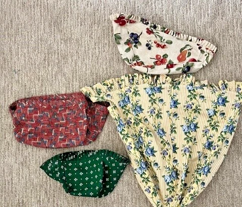 LOT OF 5 Longaberger BASKET LINERS SMALL, MED, LARGE FLAG, FRUIT, BLUE ROSES Cover