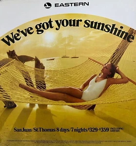Eastern Airlines Virgin Islands Vintage 1980er Reiseposter 21" x 22" - Bild 1 von 1