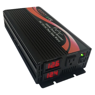 KRXNY 1000W 2000W Pure Sine Wave Power Inverter 12V/24V/48V DC to 120V AC US Stock