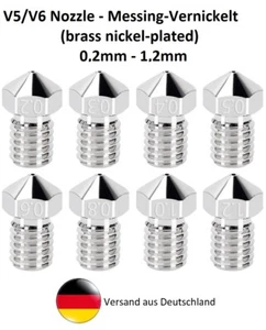 V5 V6 Nozzle Düse 0,2-1,2mm, Messing-Vernickelt, Mega S Chiron 4Max Kobra -Top! - Bild 1 von 4