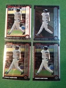 1999 Bowman 264 Tony Gwynn Lot Base Chrome Interstate Gold Signature 4 Karten Lot - Bild 1 von 2