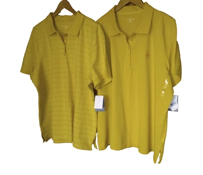 Juego de 2 polos de golf Liz Claiborne para mujer 2XL amarillos, una raya sólida Foto 1 de 4