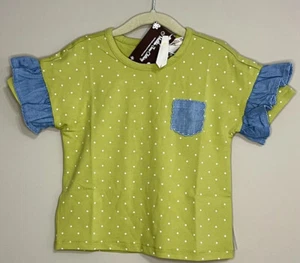 NWT Matilda Jane size 4 girls Fluttery Fun Dot Print Tee green short sleeve - Picture 1 of 4