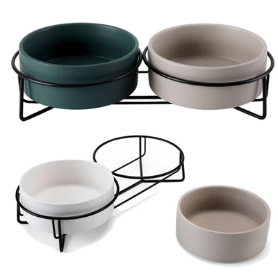 2er Set Katzennapf mit Ständer Katze Erhöhter Futternapf Fressnapf Keramik Napf - Bild 1 von 4