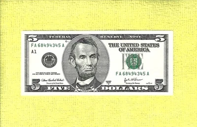 Federal Reserve $5 Note, Bank of Boston, MA, Series 2003 "A" Crisp & New - Image 1 of 2