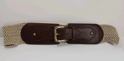 Chicos 棕色腰带带草色弹力材料金色扣 S 码腰 35 — 第 1/4 张图片