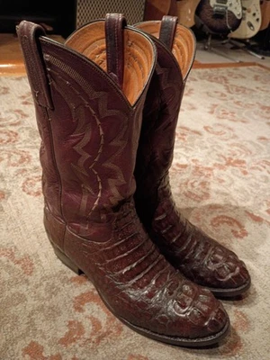 LUCCHESE 2000 BROWN CAIMAN ALLIGATOR & LEATHER COWBOY BOOTS #T3044R4 MENS 11.5EE - Image 1 of 4