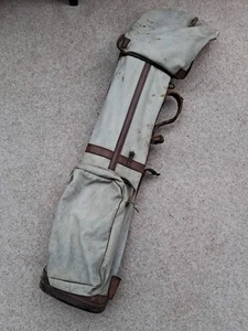 Antique Golf Bag Hickory Era Leather & Canvas For Restoration (#457) - Picture 1 of 12