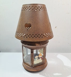 Snowmen Tea Light Candle Lamp Holder Christmas Holiday 9.5 Snowman Farmhouse - Picture 1 of 6