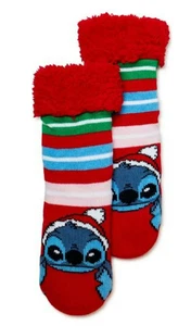 Disney Lilo & Stitch Mujeres Rojo Sherpa Navidad Vacaciones Zapatilla Calcetines - Imagen 1 de 5