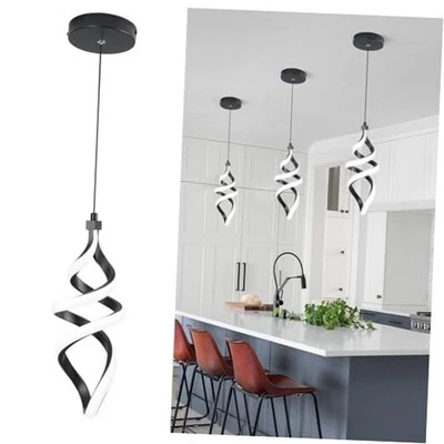 Modern Led Pendant Light Fixture, 15W Spiral Led Chandelier 1 Pack Black - Image 1 of 4