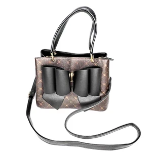 Cartera de diseño Crossi elegante para damas negra y marrón guijarros Fx con arco de diseño - Imagen 1 de 12