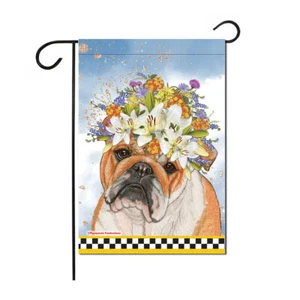 Bulldog Floral Garden Flag Double Sided 12 x 17 in. - Picture 1 of 1