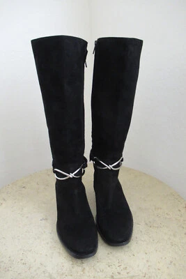 AUTH BALENCIAGA BLACK SUEDE BOOTS KNEE HIGH SZ "36"1/2 RET $1250 WHAT BARGAIN - Image 1 of 4