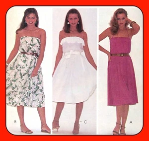 Misses STRAPLESS Pullover DRESS 3 Styles McCall's 7497 Vtg 1981 Sewing Pattern - Picture 1 of 3