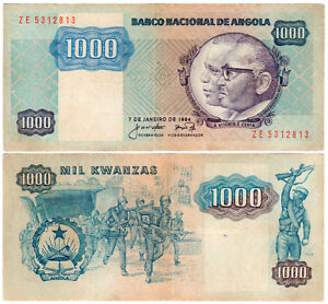 Angola 1000 Kwanzas P#121a* (1984) ZE Prefix Replacement Banknote VF