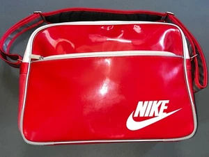 Rare Swoosh Nike Pink And Red Messenger/carry Bag Faux Patent Leather - Picture 1 of 11