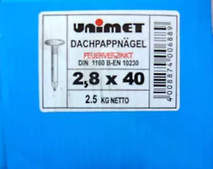 Dachpappnägel Breitkopfnägel 2,8x40 mm B- EN10230 feuerverzinkt 2,5 KG - Bild 1 von 2