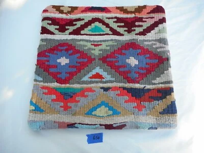 Unique  Kilim Pillow Cover 16x16" Case from Kilim Rug Hidden Zipper Amazing Work - Image 1 of 4