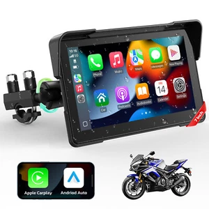 7" Portable Moto Stereo Wireless Apple Carplay/Android Auto Touch Screen GPS - Picture 1 of 7
