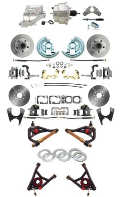 1964-72 Chevy El Camino передний/задний комплект хромированных дисковых тормозов, трубчатые A-образные рычаги - Изображение 1 из 4