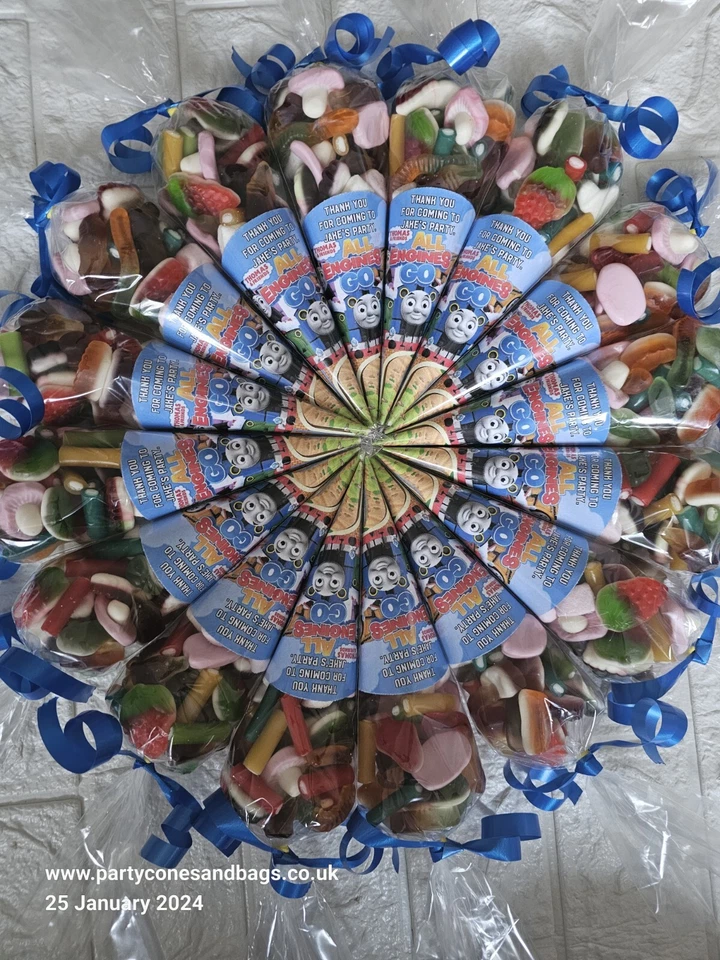 20 BOLSAS DE FIESTA THOMAS Y AMIGOS NIÑOS DULCES CONOS FAVOR CUMPLEAÑOS PERSONALIZADAS  Foto 1 de 1