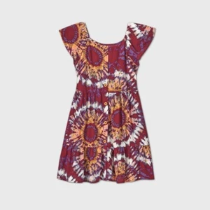 AO) Girls Art Class Size S 6/6x Cap Sleeve Dress Pull Over Maroon Grey Floral - Picture 1 of 4
