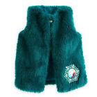 DISNEY STORE Toddler Frozen Faux Fur Vest sz 2T Teal Green Elsa Anna Snowflakes