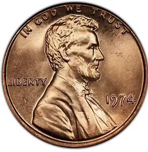 1974 Brilliant Uncirculated Lincoln Cent. Never touched obw BU condition. 37A - Picture 1 of 2