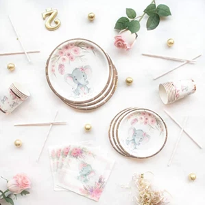 Elephant Party Supplies | Stunning Real Rose Gold Foil | Serves 16 - Picture 1 of 4