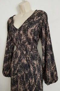 Dorothy Perkins Size 18 RRP £35 BNWT Black/Beige Animal Print Side Split Dress - Picture 1 of 14