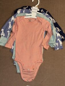 NWT Carter’s Kids Youth 12 Months Long Sleeve Body Suit 4 Pieces Free Shipping