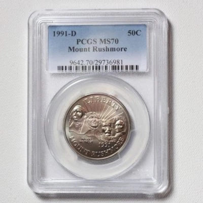 1991 D Mt. Rushmore Half Dollar PCGS MS70 *Rev Tye's* #6981259 - Image 1 of 4
