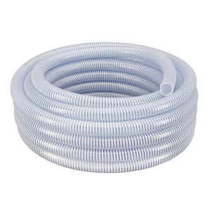 1" x 50' - Flexible PVC Water Suction & Discharge Hose - Clear w/White Helix - Picture 1 of 3