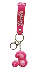 BARBIE Pink “B” Logo Silicone KEY CHAIN Keychain Latch KEY RING FOB Holder NEW!! - Picture 1 of 1