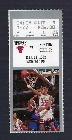 1992 NBA MICHAEL JORDAN vs LARRY BIRD FINAL GAME - CELTICS @ BULLS TICKET STUB Cover