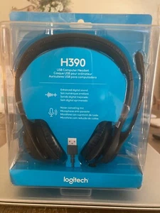 NEW Logitech H390 USB Computer Headset with Noise Canceling Mic - Black - Picture 1 of 2