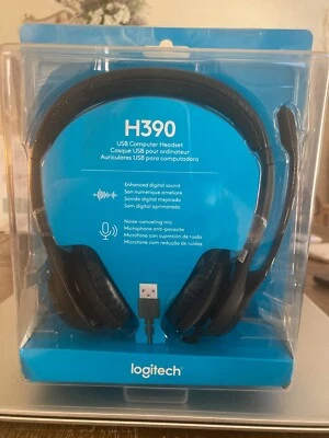 NEW Logitech H390 USB Computer Headset with Noise Canceling Mic - Black - Image 1 of 2