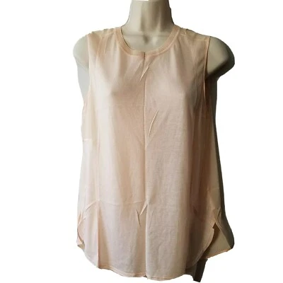 Vince women tank top  peach creme Silk Sheer Sleeveless Casual Top Shirt S Small - Image 1 of 4