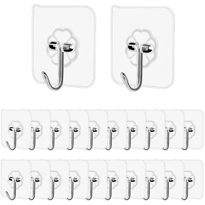 Strong Self Adhesive Hook Sticky Hooks Heavy Duty Wall Seamless Stick on 1~100 - Image 1 of 4