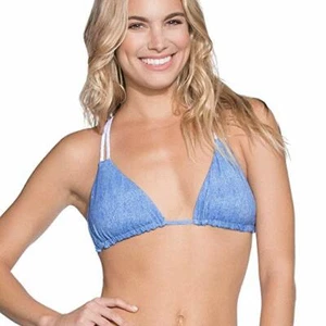 Traje de baño para mujer Maaji L Heritage chismes torso bikini azul mezclilla reversible nuevo con etiquetas - Imagen 1 de 6