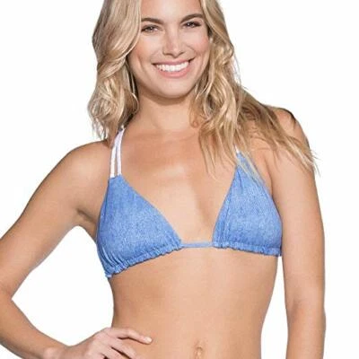  Traje de baño para mujer Maaji L Heritage chismes bikini top azul denim reversible nuevo con etiquetas Foto 1 de 4