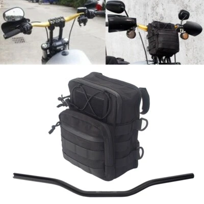 Motorcycle Sissy Bar T-Bar Handlebar Bag w/1" High Bend Handlebar For Harley FXD - Image 1 of 4