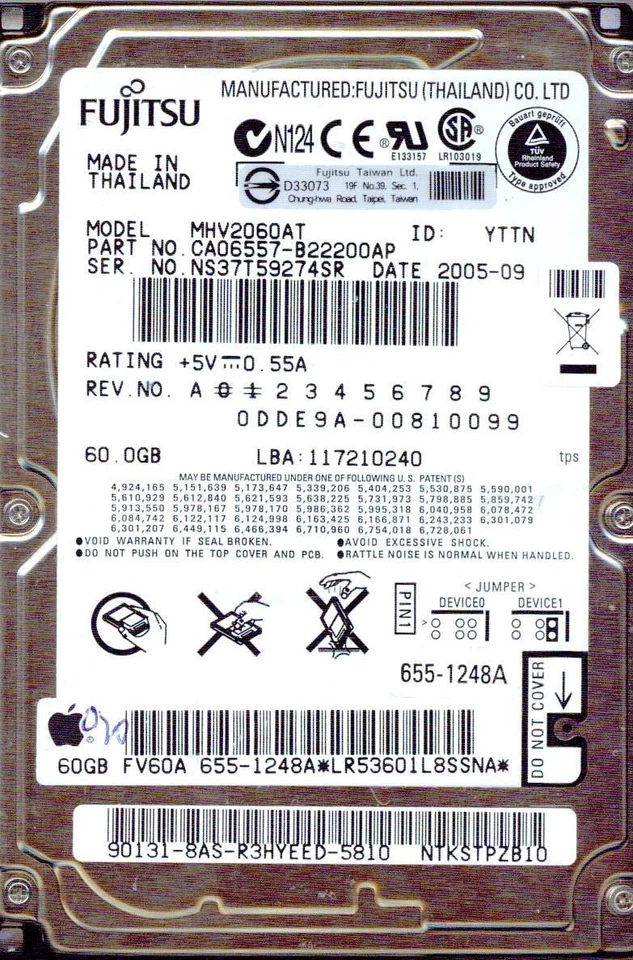 MHV2060AT   CA06557-B22200AP    FUJITSU 2.5" 60GB IDE  - Image 1 of 1